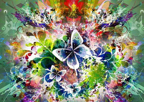 Grafika puzzle flores de primavera y mariposas - puzzle 1500 piezas