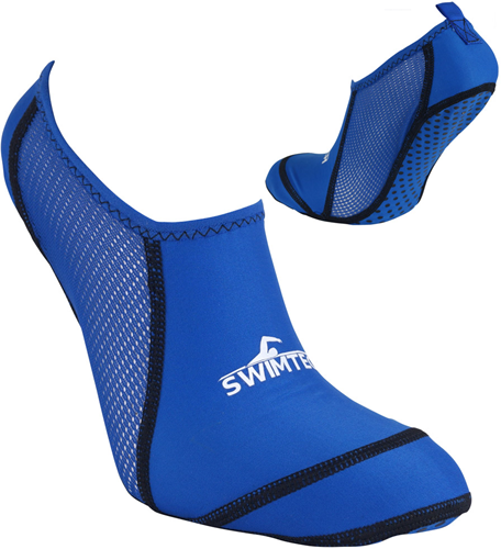 SwimTech calcetines de piscina junior azul con agarre de silicona - talla 33-37