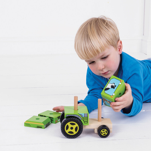 BigJigs tractor apilable de madera juguete educativo tractor-3