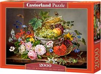 Castorland puzzle bodegón de flores y cesta de frutas - puzzle de 2000 piezas-2