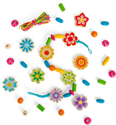 Bigjigs set de joyas de madera flores de verano - juguete creativo de cuentas