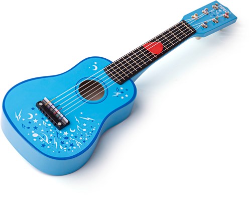 Tidlo guitarra de madera azul - guitarra infantil con estrellas