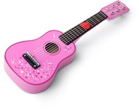 Tidlo guitarra de madera rosa flores juguete musical infantil