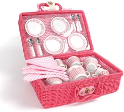 Tidlo juego de té picnic set de juguete en cesta - porcelana