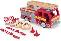 Tidlo camión de bomberos juguete de madera con accesorios rojo 37 cm