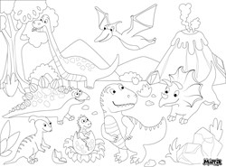 Matta mantel para colorear bosque de dinosaurios - mantel reutilizable de silicona