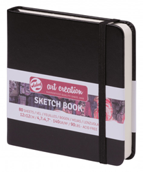 Talens Art Creation TAC Schetsboek 12x12 cm 140gr 80 vel Zwart