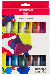 Royal Talens set de pintura acrílica paisaje - Amsterdam 12 colores 20 ml