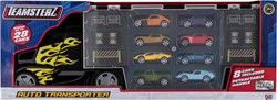 Teamsterz camión transportador de coches de juguete con 8 autos y espacio