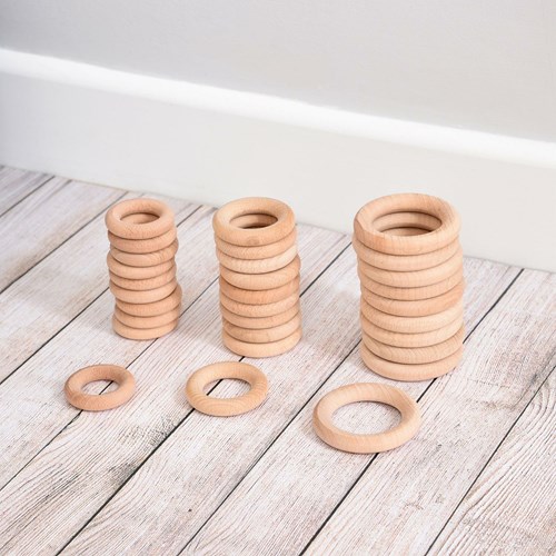 TickiT anillos de juego de madera 48mm - set de 10 anillos de haya-2