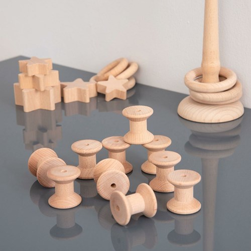 TickiT carretes de madera para manualidades - set de 10 carretes naturales-2