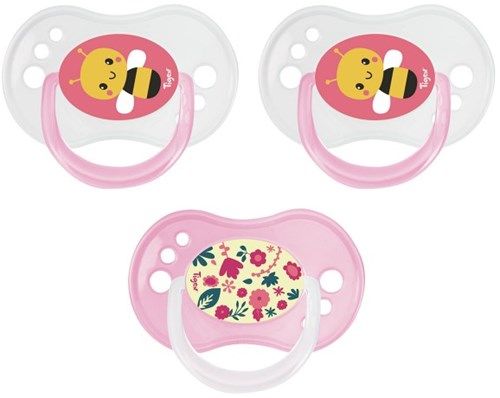 Tigex chupete silicona 18-36M rosa día y noche set de 3