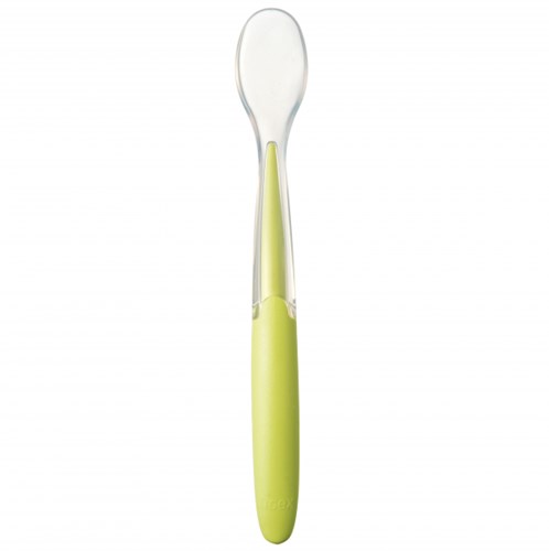 Tigex cuchara bebé silicona suave verde 4M+ para primeras comidas