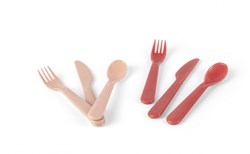 Dantoy juego de cubiertos juguete TINY Dinnertime arena rojo 6 piezas sostenible
