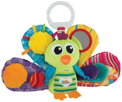 Tomy juguete para bebé pavo real Jacques peluche sensorial con espejo