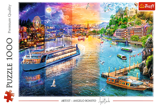 Trefl puzzle River cruise 1000 piezas - diversión colorida-2