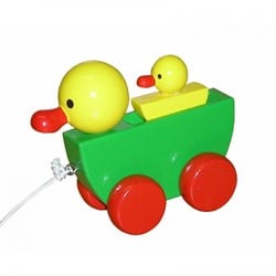 Miva Trekfiguur eend met jong (gekleurd)