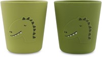 Trixie vaso de silicona 2-pack Mr. Dino - vasos infantiles duraderos verde