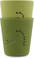 Trixie vaso de silicona 2-pack Mr. Dino - vasos infantiles duraderos verde-2