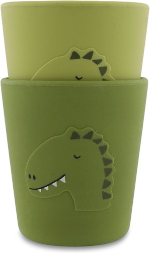 Trixie vaso de silicona 2-pack Mr. Dino - vasos infantiles duraderos verde-2