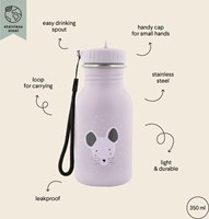 Trixie botella de agua acero niños 350ml Mrs. Mouse antigoteo violeta-2