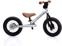 Trybike bicicleta de equilibrio acero plateado con manillares y sillín marrones - dos ruedas