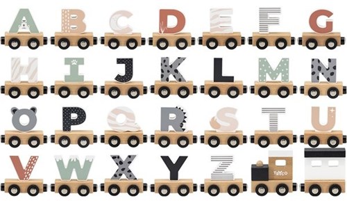 Tryco locomotora tren de letras de madera - juguete colorido para niños-2