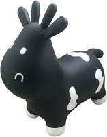 Tryco vaca saltarina negra - juguete de salto para niños - animal de plástico