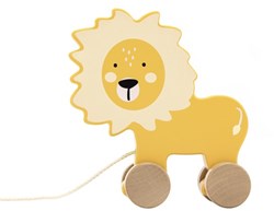 Tryco juguete de arrastre de madera león - figura de arrastre amarilla