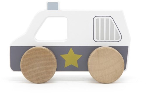 Tryco coche de policía de madera juguete - coche de madera para niños pequeños