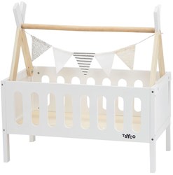Tryco cama de muñecas de madera diseño tipi con banderines blanco natural