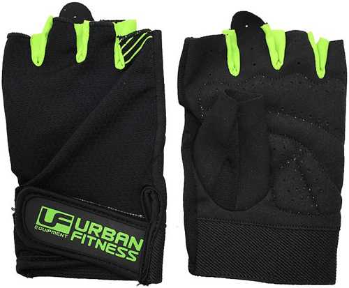 Urban Fitness guantes de entrenamiento negro-verde mediano agarre fitness