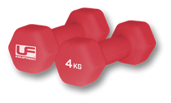 Urban Fitness mancuernas hex neopreno rojo - set fitness 2 x 4kg