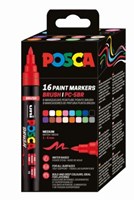 Posca set de rotuladores brush 16 colores - rotuladores creativos para hobby y arte