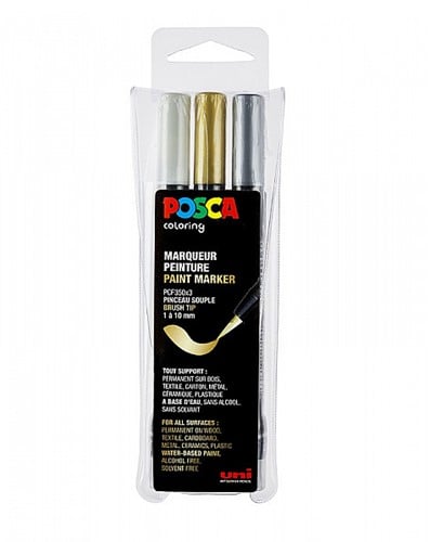 Uni Posca Uni Posca Penseel 3 Set F350 Metallic