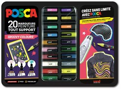 Posca set rotuladores pintura colores groovy estuche metálico 20 piezas