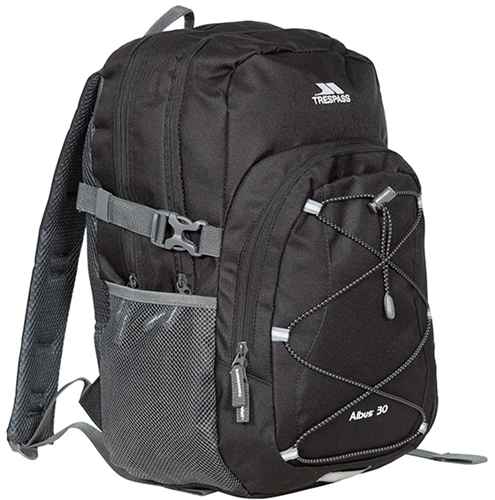 Trespass mochila Albus - mochila negra de 30L con detalles reflectantes
