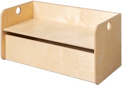 Van Dijk Toys banco de cubo de madera / banco infantil con espacio de almacenamiento Natural - 70x35x35cm a partir de 1 año (Calidad de cuidado infantil)