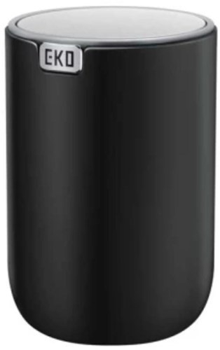 EKO cubo de basura de mesa plástico 1,5 litros negro con tapa de acero inoxidable