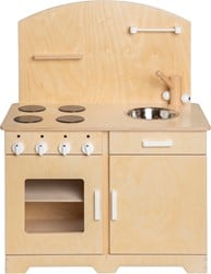 Van Dijk Toys cocina de juguete de madera / cocinita para niños pequeños - Natural con blanco (Calidad de cuidado infantil)