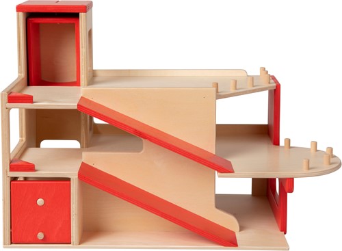 Van Dijk Toys garaje de juguete de madera, 2 pisos con ascensor (Calidad de cuidado infantil)