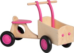 Van Dijk Toys bicicleta de carga para niños de madera para caminar desde 1 año - Rosa (Calidad de cuidado infantil)