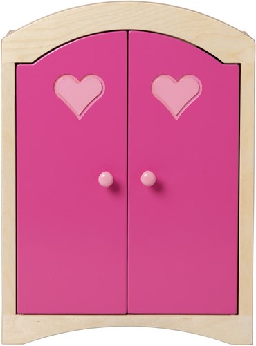 Van Dijk Toys Armario de muñecas de madera - Natural con rosa (Calidad de cuidado infantil)