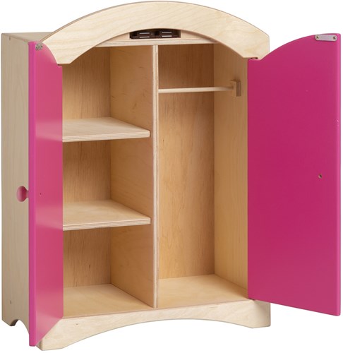 Van Dijk Toys Armario de muñecas de madera - Natural con rosa (Calidad de cuidado infantil)-3