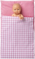 Van Dijk Toys Edredón para cochecitos de muñecas de madera - Cuadros rosa y blancos-3