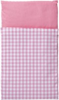 Van Dijk Toys Edredón para cochecitos de muñecas de madera - Cuadros rosa y blancos