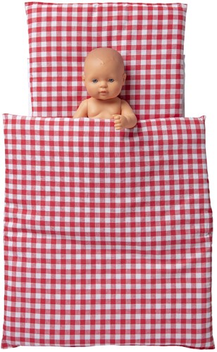 Van Dijk Toys Funda de cama a cuadros roja/blanca de 3 piezas - Roja-2