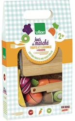 Vilac juguete de madera frutas y verduras cortadas con tabla de cortar