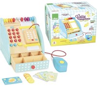 Vilac caja registradora de madera set de juego - 25 piezas con escáner y dinero