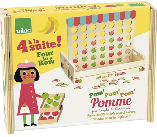 Vilac cuatro en línea juego de madera manzanas diseño retro